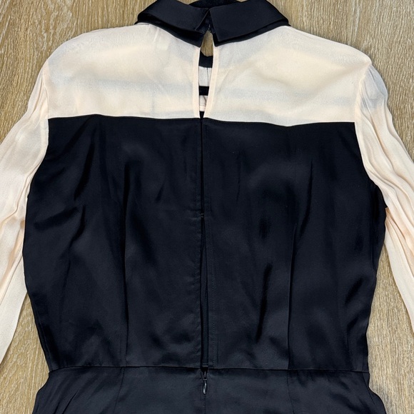 Reiss Veneto Color Block Midi Satin Sheer Long Sleeve Shirt Dress size 6 - Picture 7 of 11